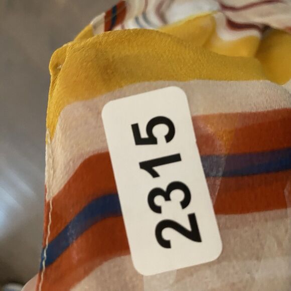 Maeve Anthropologie Top Women’s XS Gold Silk Striped Tiered Spring Colors - Picture 12 of 12